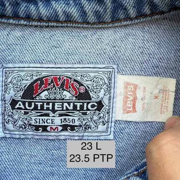 Vintage Levis Denim Jacket Women's Medium Blue 90s Type 3 Outerwear Made in USA - Picture 8 of 11